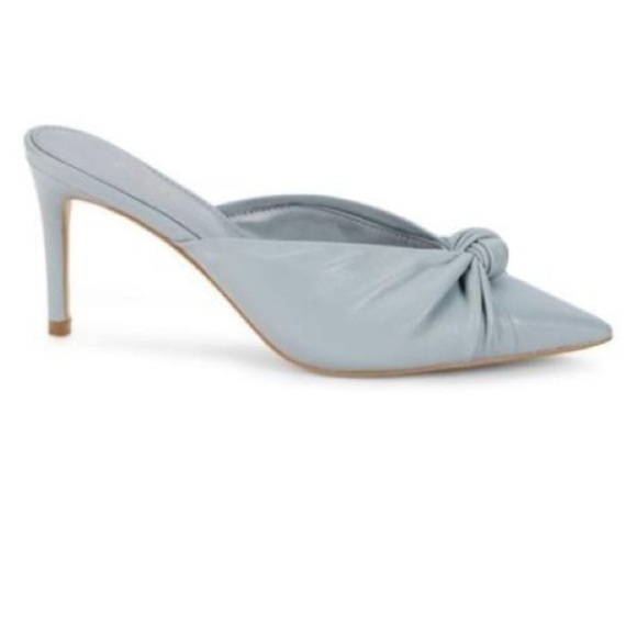 Guess Women's Akela Knot Front Pointed Toe Mules Leather Light Gray Size 5.5 - Picture 1 of 6